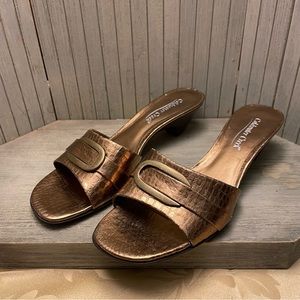 Coldwater Creek Bronze Leather Kitren Heel Slides 9M